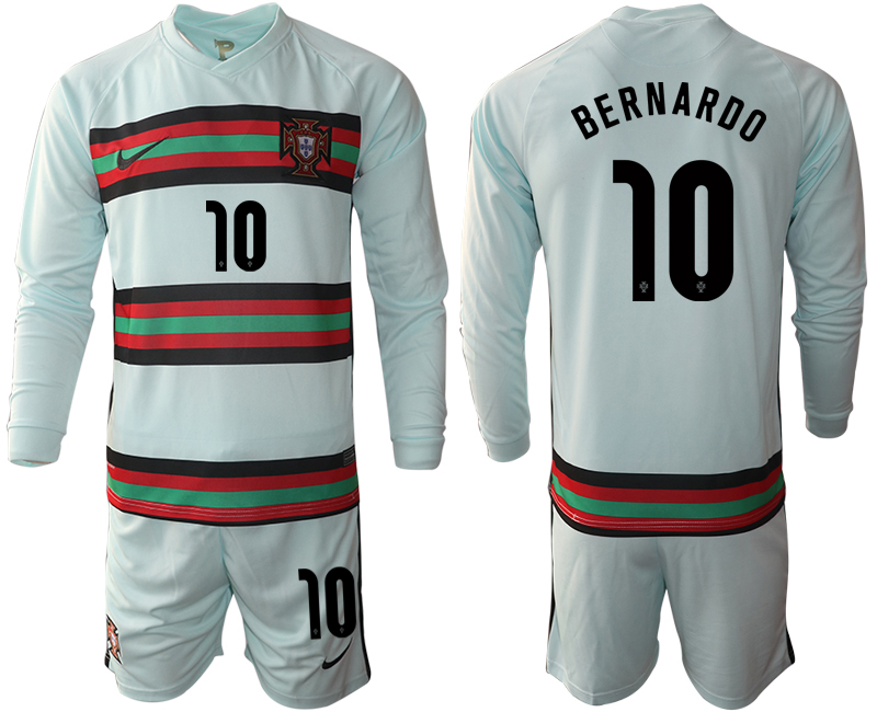 Men 2021 European Cup Portugal away Long sleeve #10 soccer jerseys->portugal jersey->Soccer Country Jersey